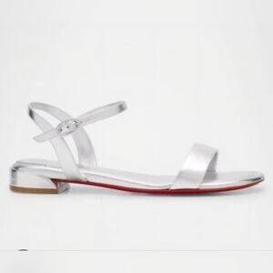 $895 Christian Louboutin Sweet Jane Silver Metallic Sandals EU 39 US 9 BNIB